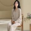 Pijamas Nuevos para Mujer, Cómodos Pantalones Largos de Modal para Otoño, Cárdigans Simples para Primavera y Otoño, Ropa para el Hogar, Conjuntos de Punto