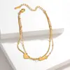 Dongguan Acero de Titanio Joyería Transfronteriza Corazón Moda Versátil Acero Inoxidable de Gama Alta Collar Pulsera Tobillera No se Desvanece Mujer