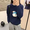 Suéter Pulóver de Dibujos Animados con Cuello Redondo para Estudiantes de Secundaria para Niñas, Suéter de Punto para Estudiantes de Secundaria, Ropa Interior para Estudiantes de Preparatoria, Camiseta Básica para Niños Grandes para Niñas
