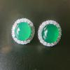 Zhuang Shengsheng Jóias Semente de Gelo Fluorescente Negador em forma de Calcedônia Pingente Anel Brincos Geométrico Bare-body Jade Pingente Set