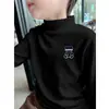 Y2171 # Camiseta Básica Masculina Derong, Top de Outono com Gola Alta Curta para Crianças, Camiseta de Manga Longa, Tendência Cartoon de Outono