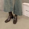Botas Cortas Elegantes de Marca Retro con Tacón Grueso, Empalme Delgado para Mujer, Otoño e Invierno, Nuevas, Punta Cuadrada Blanca, Cremallera Trasera, Tacón Alto, Botas Elásticas
