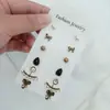 Pendientes de elefante con lazo estilo étnico retro, juego de pendientes colgantes con incrustaciones de perlas y diamantes, juego de seis piezas