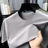 Camiseta deportiva de running para hombre, de secado rápido, fresca, para exteriores, verano, seda de hielo, elástica, fitness, color liso, manga corta, venta al por mayor