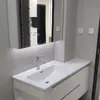 Nuevo Gabinete de Baño con Lavabo Integrado de Piedra Sinterizada, Juego de Gabinete Espejo Inteligente, Tocador de Baño de Lujo en Madera Maciza