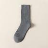 Nuevos calcetines de cachemira para otoño e invierno, calcetines de rizo estilo japonés para mujer, calcetines de media pantorrilla de color liso para mujer, calcetines de cachemira hechos a mano con doble aguja, punto a punto