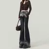 Jeans Flare Vintage de Cintura Alta Degradê para Mulheres 2025 Outono/Inverno Novo Design Slim Fit Calça Flare
