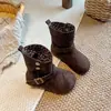 Botas de camurça para meninas, botinhas de bebê conversíveis, novo estilo outono 2026 botas de cano baixo, sapatos de sola única antiderrapantes para crianças, estilo coreano