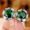 Pendientes redondos de circón de moda de alta gama transfronterizos, pendientes versátiles de cristal de circón lujosos para mujer, venta al por mayor de joyería