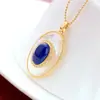 Joias de prata Nafuge atacado pingente banhado a ouro lapis lazúli natural concha branca oval simples pingente de prata de lei 925
