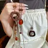 Cuerda de Cuero Resina Incrustada Pedrería Forma de Corazón Flor Cuadrado Collar Estilo Étnico Retro Cadena para Suéter Sentido del Diseño Collar de Nicho Accesorios Mujer