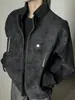 Cuello mao, casual, corte holgado, nueva colección 2025, chaqueta de color liso, estilo corto, adecuada para ir al trabajo y uso diario, unisex, gris