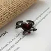 Anillo Abierto de Serpiente Negra Mate Estilo Gótico Oscuro Forma de Mariposa Corazón Espina Anillo de Dedo Índice Apilable Genial de Moda Nicho Unisex