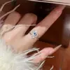 Anillo de ojo de diablo de lujo ligero de alta gama europeo y americano para mujer, único y de nicho, anillo abierto ajustable, accesorio de joyería versátil