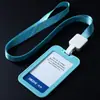 Juego de certificado de permiso de trabajo con hebilla telescópica Dezhi, tarjeta de trabajo, tarjeta de comida, tarjeta de identificación fácil de extraer, juego de tarjetas de autobús, cubierta suave
