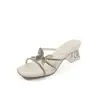 Sandalias de Goma con Lazo de Pedrería, Nuevas, con Tachuelas de Diamante, para Mujer, Verano, Uso al Aire Libre, Suela Gruesa, Sandalias Estilo Hada que Aumentan la Altura