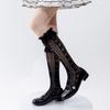 Meias de Algodão com Borda de Renda e Laço para Mulheres Primavera e Verão Finas Lolita Meia Panturrilha Branca Estilo Ballet Mary Jane Felpudas