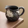Taza de Compartir Té de Arcilla Negra Arena Púrpura Plateada Hecha en Fábrica Taza de Compartir Cerámica para Ceremonia del Té Divisor de Té Mar de Té Accesorios para Juego de Té Kung Fu
