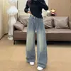 Jeans de pierna ancha con pedrería Gypsophila para mujer, nuevo de otoño, talla grande, para chicas con sobrepeso, cintura alta, holgados, adelgazantes, pierna recta, pantalones de largo hasta el suelo