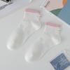 Meias Brancas de Primavera e Verão Femininas Algodão Penteado Anti-Pilling Bordadas Meias Curtas Ins Maré Lado Baixo Sem Costura Esportivas Algodão