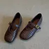 Zapatos planos retro de tejido estilo francés para mujer, nueva colección de otoño 2026, zapatos Mary Jane, zapatos de abuela, mocasines, zapatos pequeños de cuero, modernos