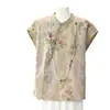 Nueva ropa de mujer estilo chino para mediana edad y mayores 2026 nuevo top de verano de manga corta con tapeta diagonal y diseño estampado, elegante camisa estilo madre