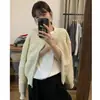 Casaco suéter feminino, estilo coreano, versátil para outono e inverno, caimento solto, efeito emagrecedor, design retrô, zíper duplo, blusa de malha da moda com mangas compridas