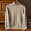 Otoño e Invierno Nuevo Suéter de Lana 100 Pura para Hombre Cuello Alto Holgado Grueso Casual Color Sólido Suéter de Cachemira Suéter Base