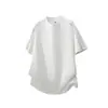 Camiseta G-stone de manga curta com costura contrastante para homens, gola redonda, ombro caído, corte solto, design casual