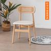 Silla de comedor sencilla de madera maciza nórdica para el hogar, silla individual de ocio suave, moderna silla informal de ratán con respaldo