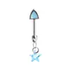 Encantador Pendiente de Hueso con Orejas de Gato para Uña Nail F136 Aleación de Titanio Colgante Azul de Gato Personalidad Pendientes de Diseño de Nicho para Mujeres