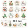 A500 Adesivos de Grafite de Natal Desenho Animado 1,0 polegada Papai Noel Árvore Rena Boneco de Neve Adesivos de Decoração de Presente