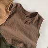 Chal de Algodón Puro para Niños 2026 Verano Niños Delgado Transpirable Sin Mangas Estilo Japonés Coreano Ropa Infantil de Moda para Niñas