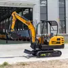 Exportación de excavadoras de orugas todoterreno de 1.8 toneladas, con una excavadora hidráulica multifuncional con accesorio desgarrador de suelo y una pinza