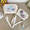 Estilo Universitário Versátil Simples Mochila Escolar de Grande Capacidade Bolsa Mensageiro para Mulheres Bolsa Transparente de Ombro Transversal
