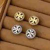 Nuevos Pendientes Minimalistas de Moda Chapados en Cobre Dorado Hechos a Mano con Microincrustaciones de Diamantes Completos Pendientes Clásicos Versátiles de Moda para Mujer