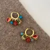 Estilo Étnico Color Rojo Contrastante Otoño e Invierno Circonita Diseño Hecho a Mano Borla de Perlas de Alta Gama Pendientes para Mujer Nuevo Estilo Caliente