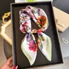Pañuelo Estampado Estilo Francés Floral Imitación Seda, Chal de Gama Alta, Pañuelo para el Cuello Protección Solar, Pañuelo Cuadrado Pequeño, Pañuelo para la Cabeza, Bufanda para Mujer