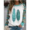 2024 Nuevo Otoño Suéter Casual Holgado de Cuello Redondo para Mujer Exportación Transfronteriza Retro Tribal Estampado Digital Mangas Largas