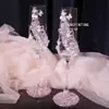 Taças Criativas para Brinde de Casamento para os Recém-Casados, um Par de Flautas de Champanhe de Cristal com Strass, Artesanal DIY, Decoração de Taça Cruzada