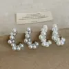 Pendientes Curvos de Racimo de Flores de Circonita Perla para Mujer Franceses Lujo Ligero Personalidad Moda Tendencia Temperamento Pendientes de Oficina Pendientes