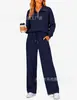 Comércio exterior europeu e americano, roupas femininas transfronteiriças, best-seller da Amazon, conjunto de calças casuais de manga longa caneladas com gola com zíper, primavera-verão