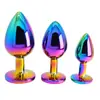 Brinquedos para Casal Dropshipping Plug Anal Liga de Aço Inoxidável Plug Anal Colorido Grande Médio Pequeno Sexo
