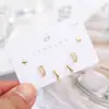 Pendientes Metálicos Geométricos Pequeños Europeos y Americanos Combinación de Tres Pares Pendientes Pequeños Lindos Temperamento Femenino Pendientes de Personalidad Joyería