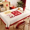 Toalha de Mesa de Ano Novo em Vermelho, Festiva, Sem Lavar, Luxo Leve, Toalha de Mesa de Alta Qualidade, À Prova d'Água e de Óleo, Sensação de Luxo, Toalha de Mesa com o Personagem '', Toalha de Mesa de Centro