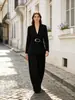 Conjunto de terno de alta qualidade, que realça a silhueta, para mulheres, com cinto metálico, calças de perna larga e design de duas peças, perfeito para um look sofisticado e profissional. Estilo: 7721636