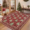 Alfombra de suelo de cachemira sintética navideña, decoración festiva, alfombra para sala de estar con árbol de Navidad, manta para sofá resistente a la suciedad, alfombra de noche para dormitorio