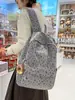 Mochila con Lazo Estilo Coreano para Niñas, Mochila de Pana Suave Estilo 'Soft Girl' para Escuela Secundaria, para Viajes y Commuting, Mochila Escolar Juvenil