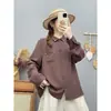 Otoño 2026 Nuevo Top Holgado de Talla Grande para Mujer Cardigan de Gasa de Doble Capa Bordado para Mujer Camisa de Manga Larga Camisa Base