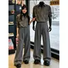 Pantalones Casuales de Color Sólido Otoño Nuevo Estilo para Hombre Caída de Tela Sensación de Alta Gama Pantalones Estilo Occidental Estilo Hong Kong Pierna Recta Suelta Pantalones de Traje Modernos